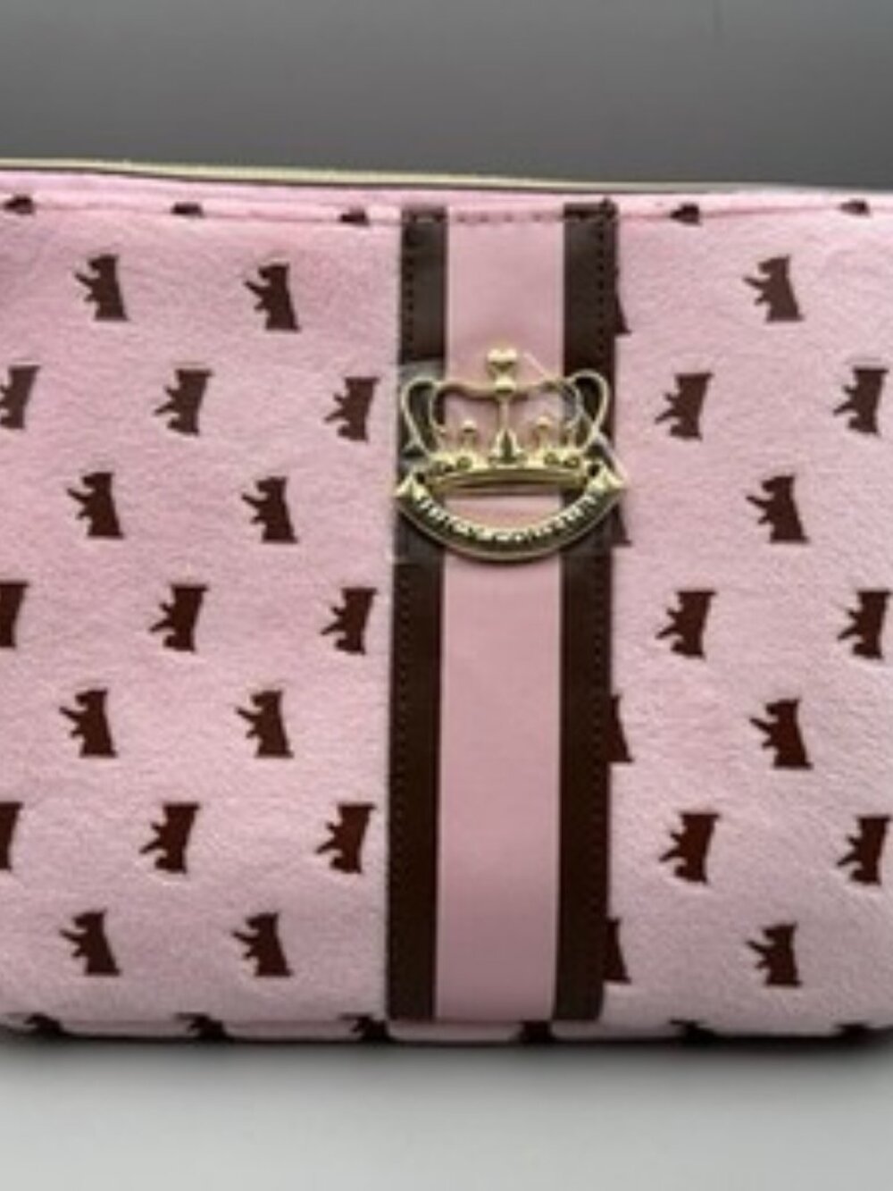 NWT Juicy Couture Terrier Pattern Pouch Doggie Crown Velour Makeup Bag Scottie